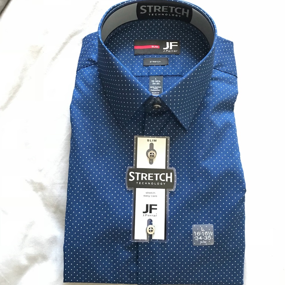 J.Ferrar - Blue/White Dot Pattern-Button Down
